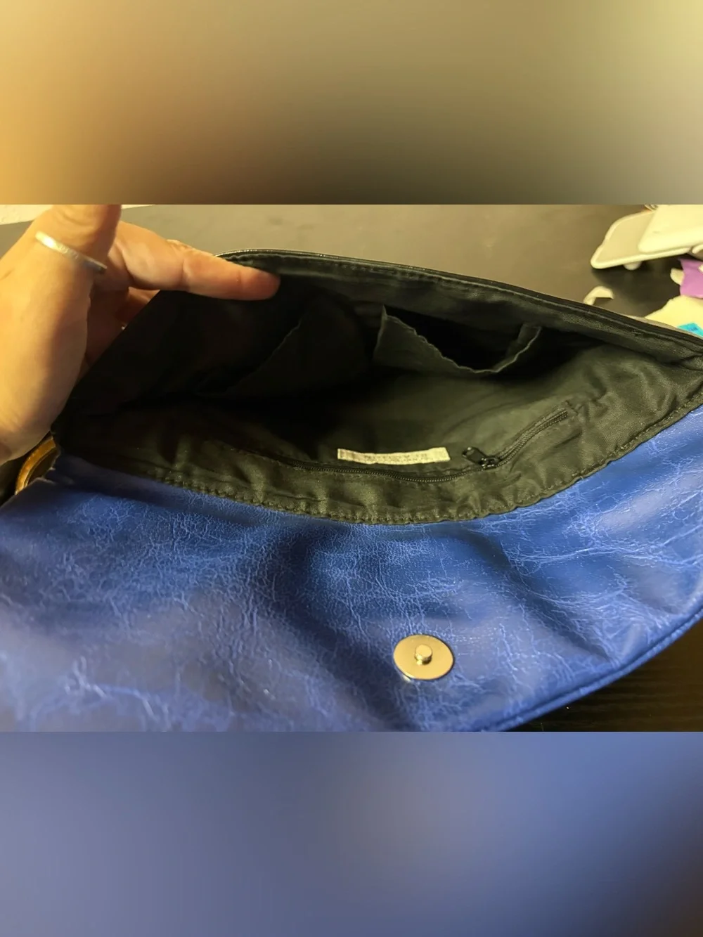 Kenneth Cole Reaction Blue Black Colorblock Envelope Clutch Bag
